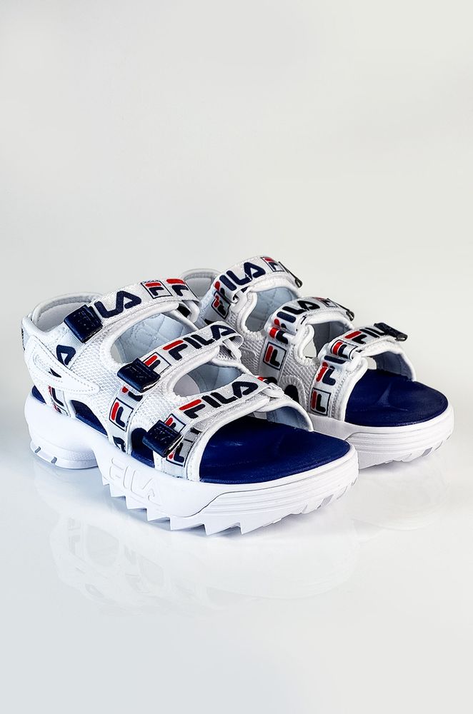 Fila Womens Disruptor Sandals | White, Navy & Red | US Stockists