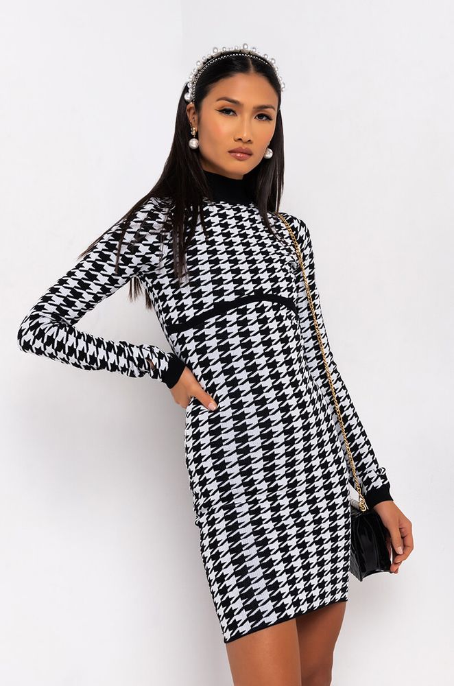 houndstooth sweater dress