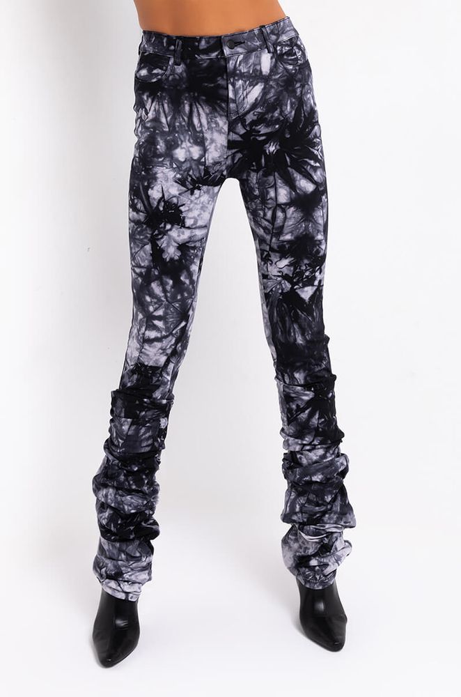 Black and White Tie Dye Soft Stretch Legging, Black