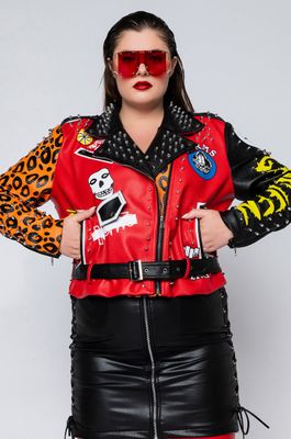 Akira Red Bomber Jacket  Akira Red Multi Patch Jacket