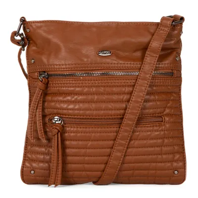 Small Faux Leather Quilted Multi Zip Crossbody