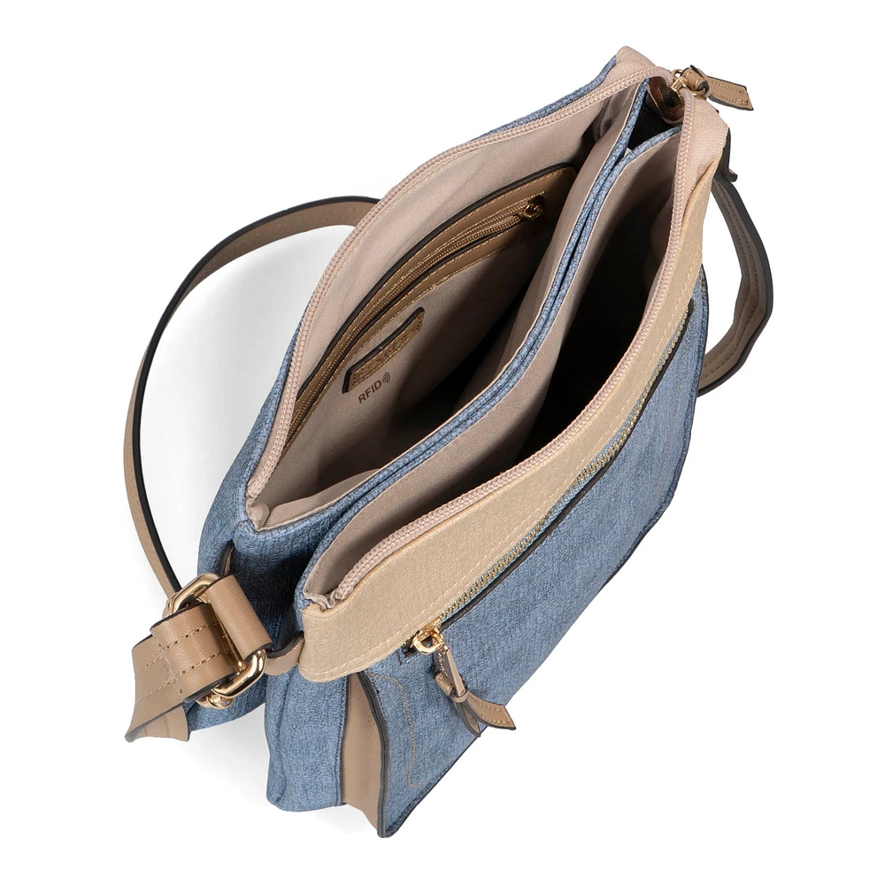 Faux Linen Crossbody Bag | RFID