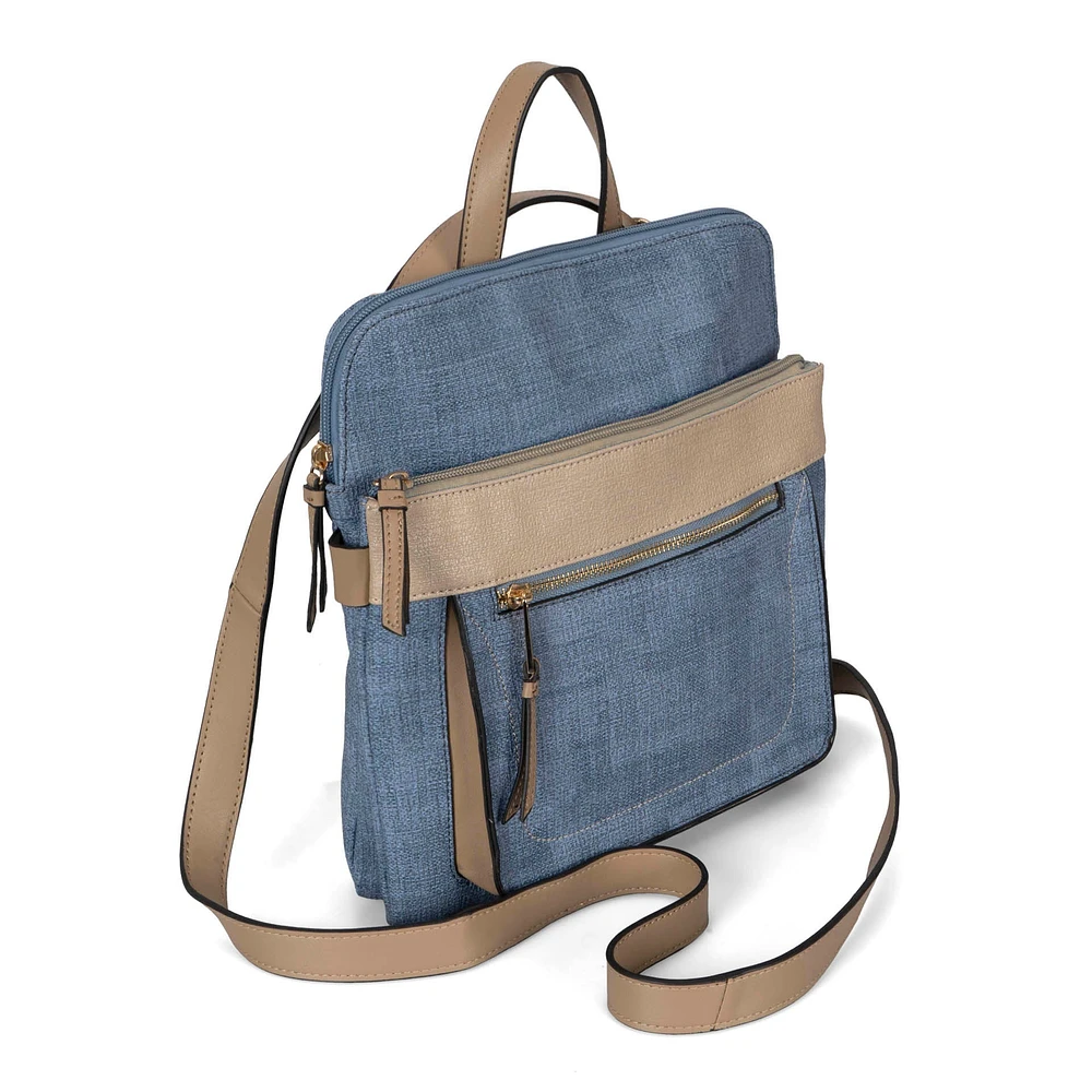 Faux Linen Convertible Backpack | RFID