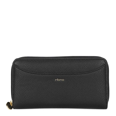 Riona Ivy Pebbled RFID Zip Around Wallet