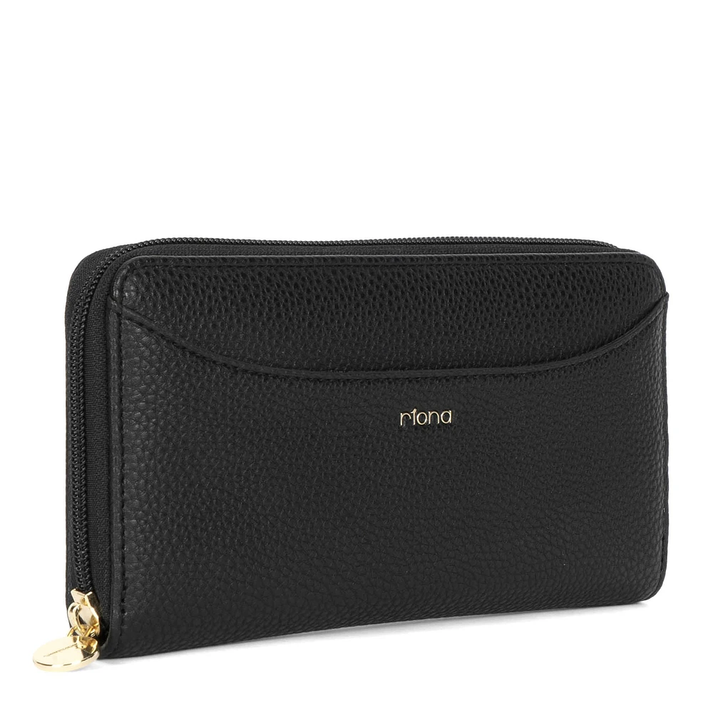 Riona Ivy Pebbled RFID Zip Around Wallet