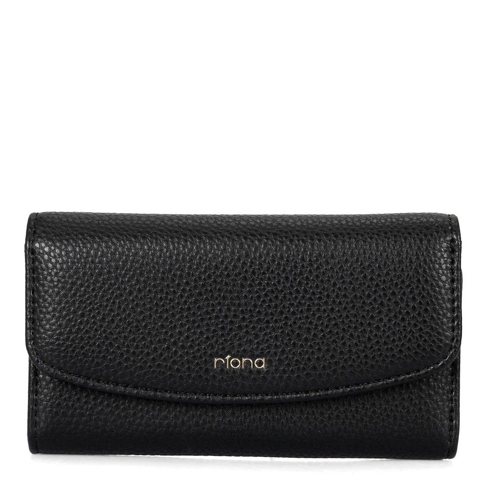 Riona Lucy Pebbled 2.0 RFID Small Flap Black & Red