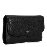 Riona Lucy Pebbled 2.0 RFID Small Flap Black & Red