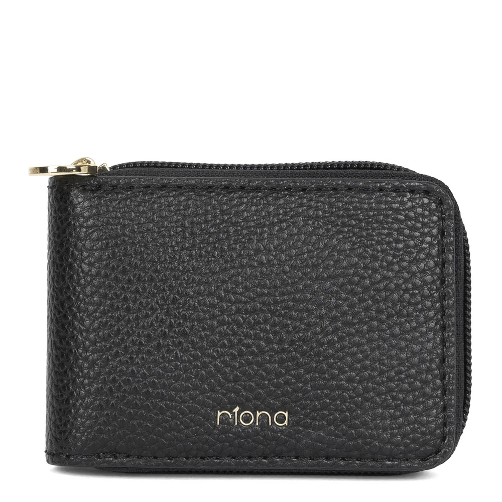 Riona Soho Pebbled RFID Zip Around Accordian Wallet