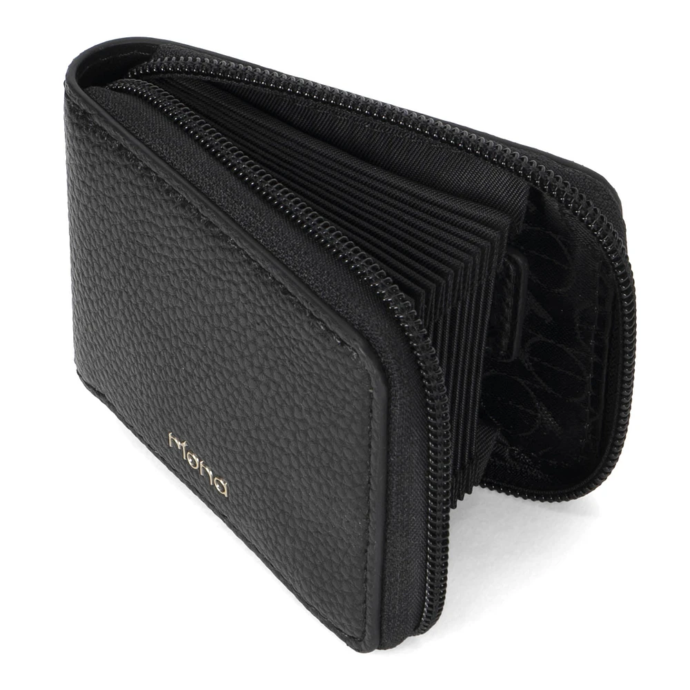 Riona Soho Pebbled RFID Zip Around Accordian Wallet