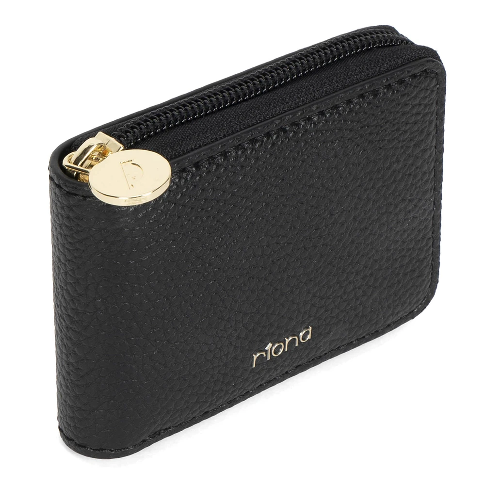 Riona Soho Pebbled RFID Zip Around Accordian Wallet