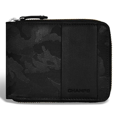 Camo / Leather Zip Around Wallet