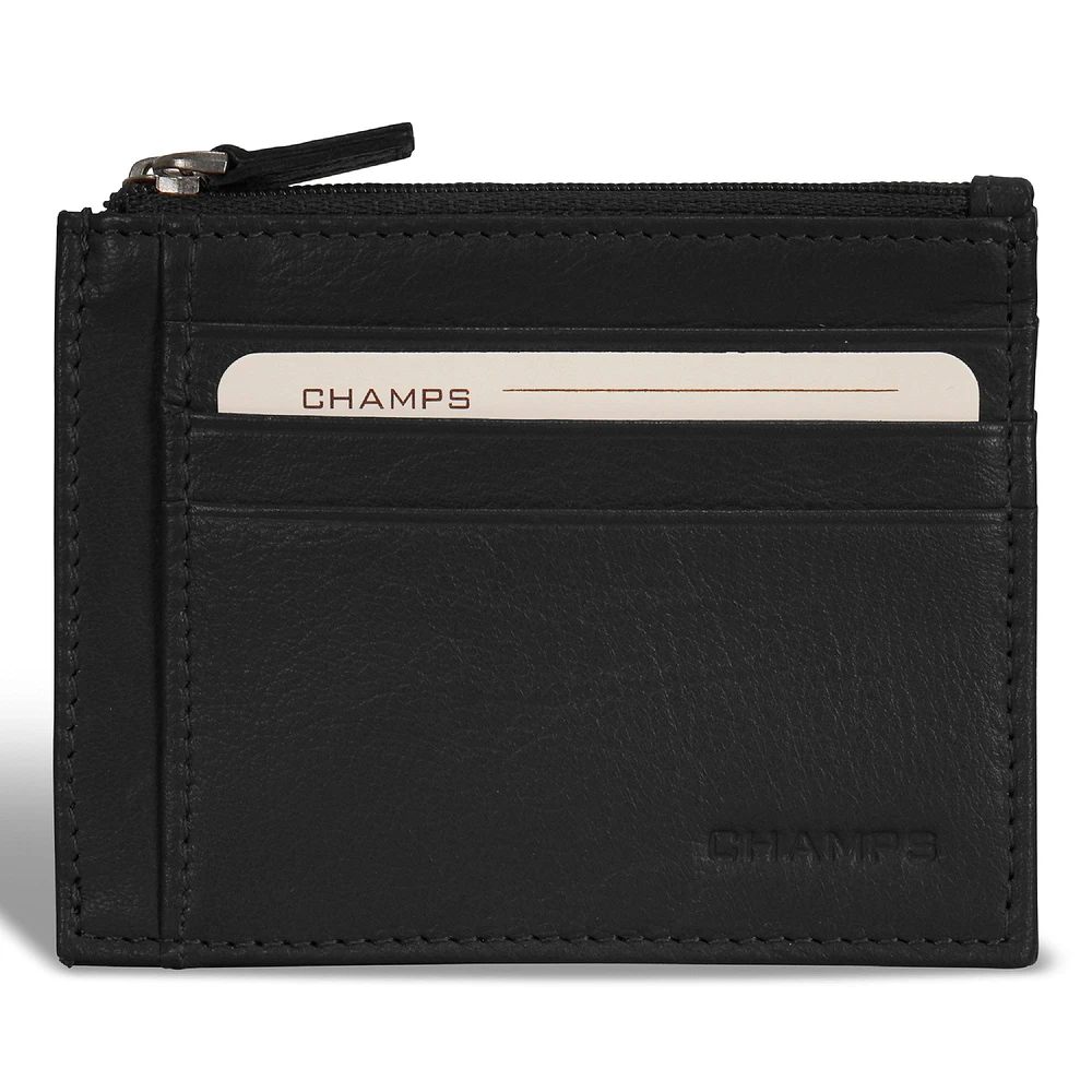 Onyx / Leather Zip Card Case