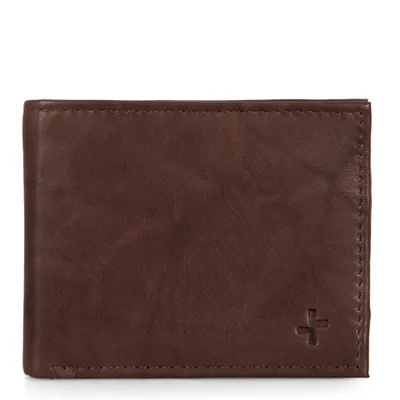 Leather RFID Bifold Wallet with Flip-Up Wing
