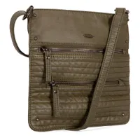 Small Faux Leather Quilted Multi Zip Crossbody