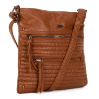 Small Faux Leather Quilted Multi Zip Crossbody