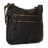 Large Faux Leather Expandable Crossbody Bag