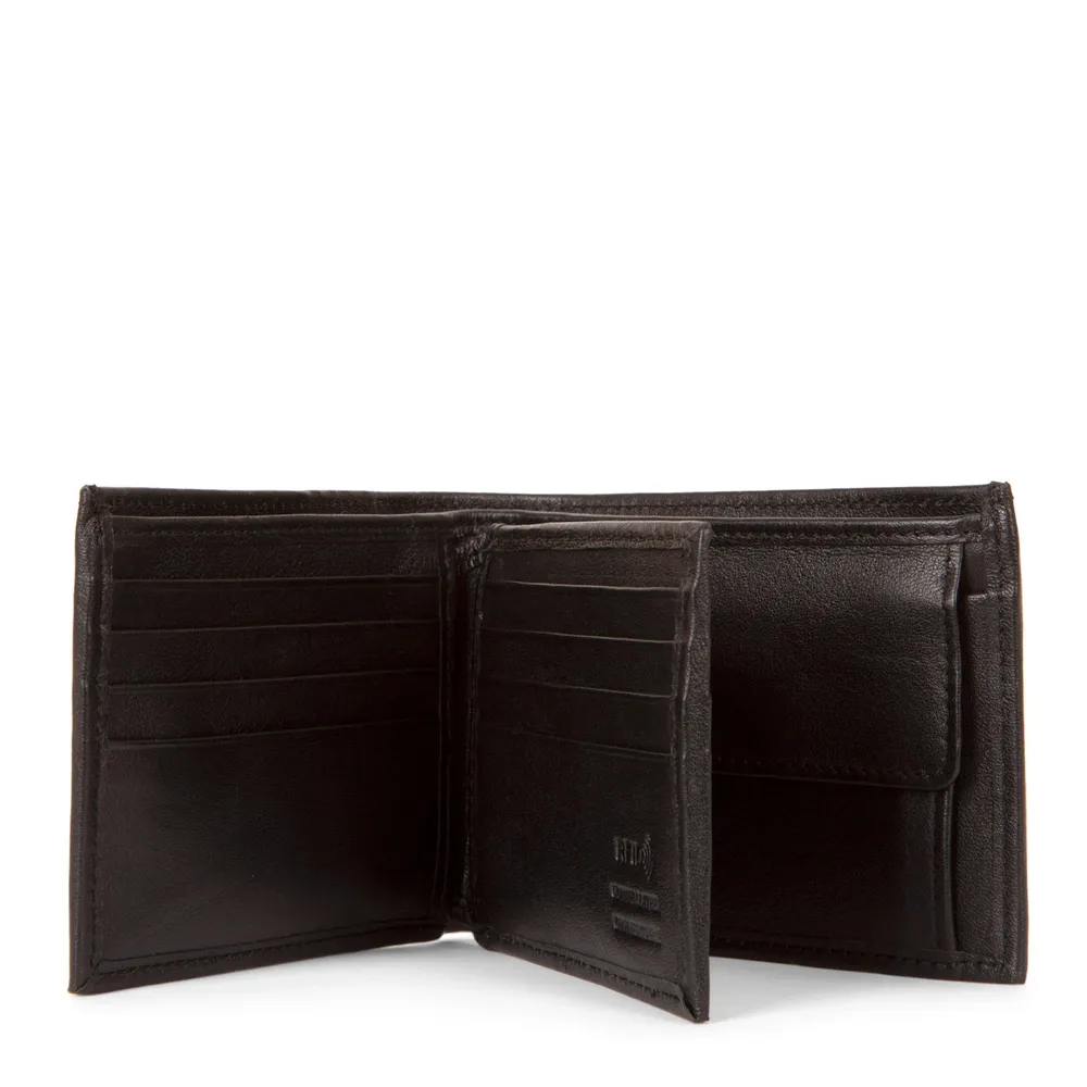 Leather RFID Bi-Fold Centre Wing with coin Pocket Wallet