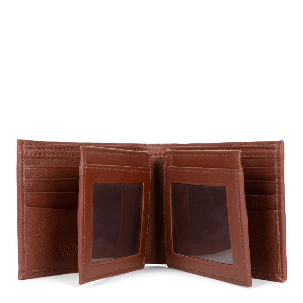 Leather Double Center Wing RFID Wallet