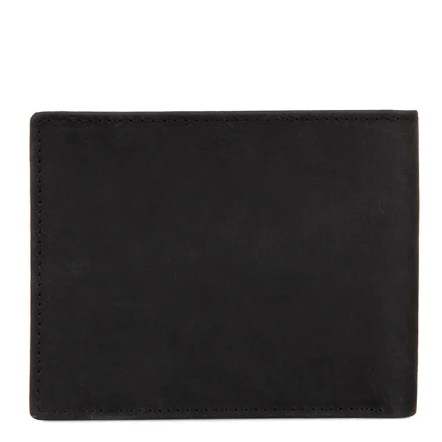 Leather RFID Bi-Fold Centre Wing with coin Pocket Wallet - Black