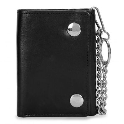 Leather Trifold Wallet with chain