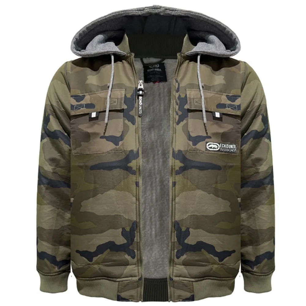 Green camo sherpa jacket Ecko Unltd for men