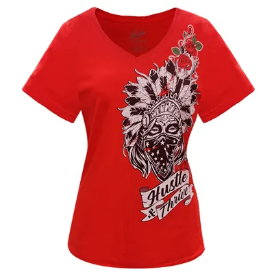 Red t-shirt Hustle & Thrive for women
