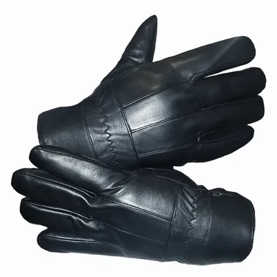 Black leather gloves for men