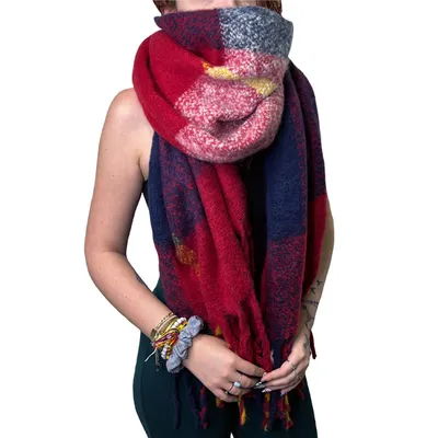 Red plaid scarf for women
