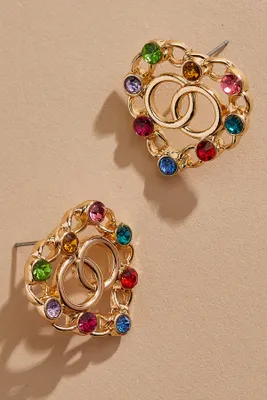 Color Stone Heart Earrings