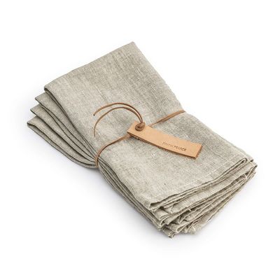 Natural Hemmed Linen Napkins (Set of 4)