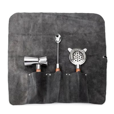 Bar Tool Set - Acacia + Leather | Barware | Simon Pearce