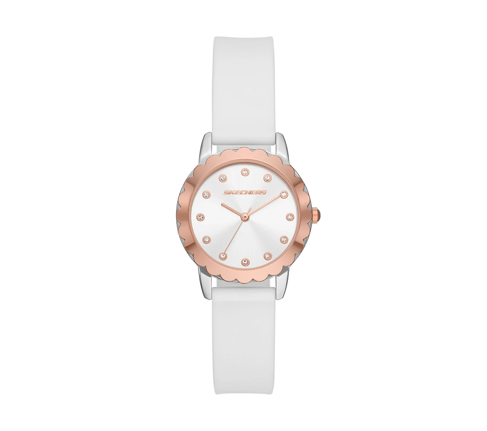 Scalloped Bezel White Watch