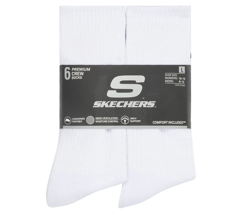 6 Pack Large Core Crew Socks