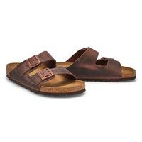 Mens Arizona Oiled Leather 2 Strap Sandal - Habana