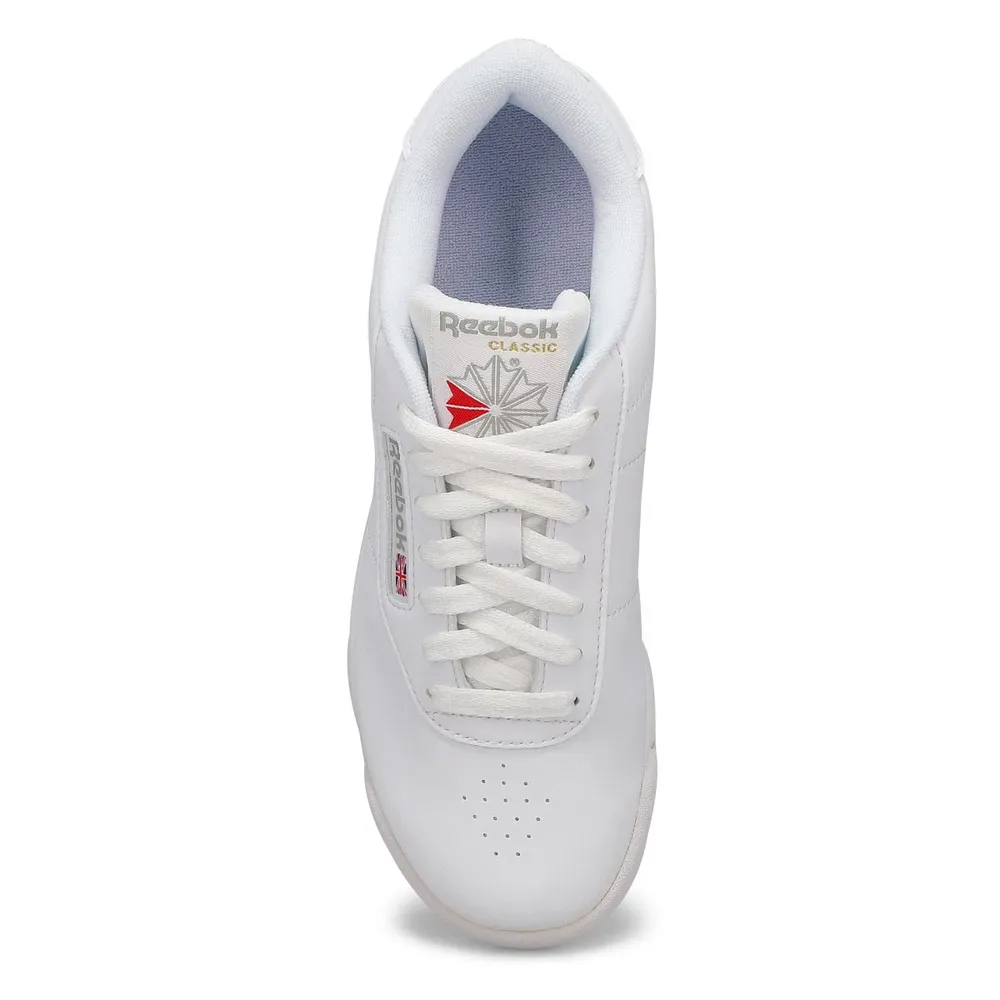 Womens Princess Leather Lace Up Sneaker - White