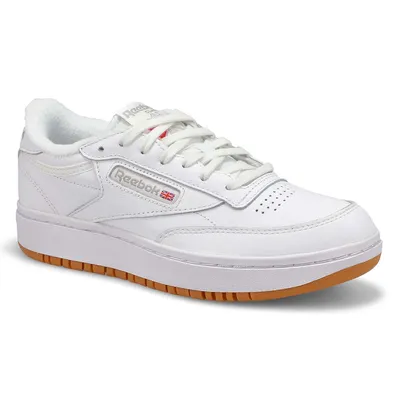 Womens Club C Double Lace Up Sneaker - White/White/Gum