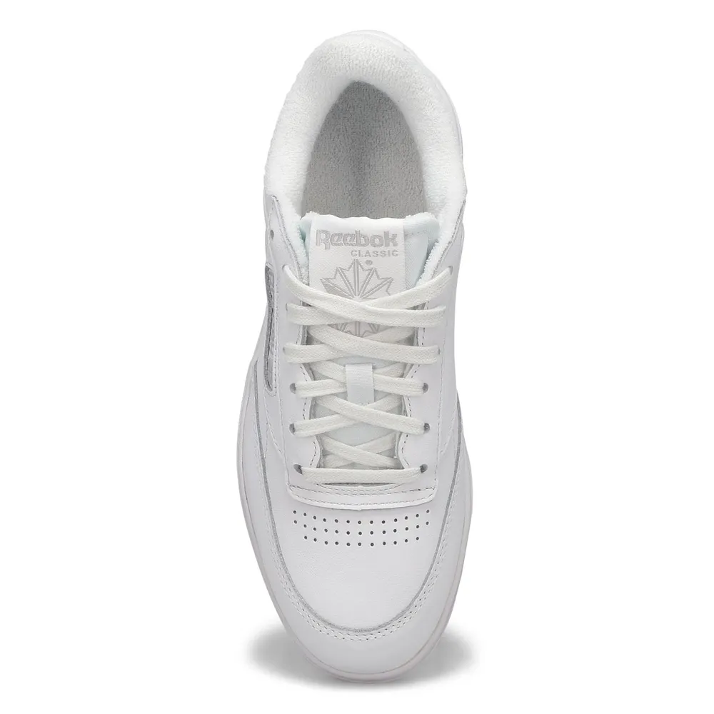 Womens Club C Double Lace Up Sneaker - White/White/Cloud Grey
