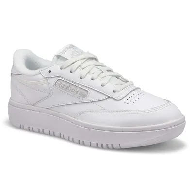 Womens Club C Double Lace Up Sneaker - White/White/Cloud Grey