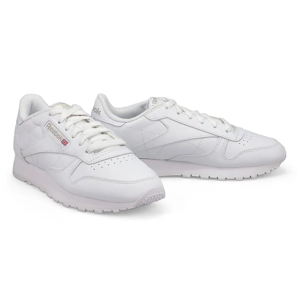 Womens Classic Leather Sneaker - White/ Grey