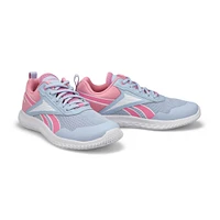 Girls Rush Runner 5 Lace Up Sneaker - White/Pink/Blue