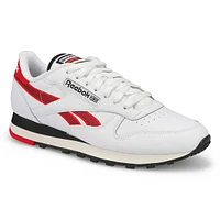 Mens Classic Leather Lace Up Sneaker - White/Vector Red/Black