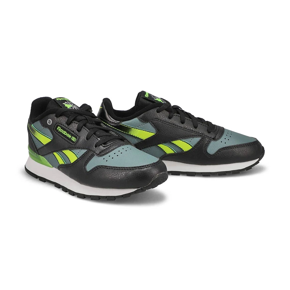 Kids CL Step N Flash Lace Up Sneaker - Black/Grey/Digital Lime