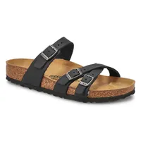 Womens Franca Oiled Leather Buckle Sandal - Black