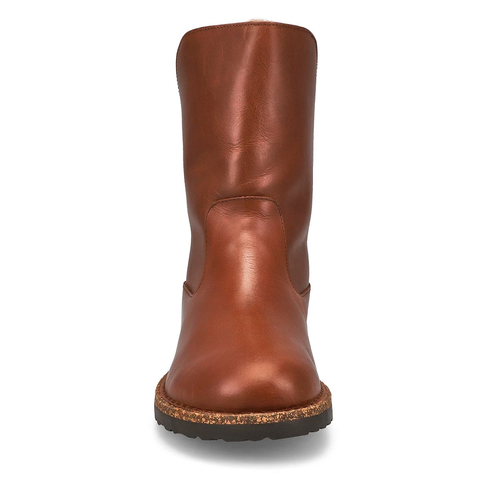 Womens Uppsala Leather Shearling Boot - Cognac