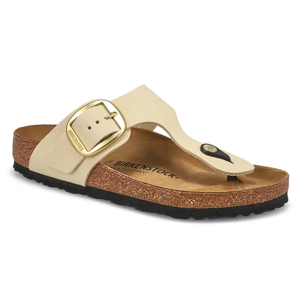 Womens Gizeh Big Buckle Thong Sandal - Ecru