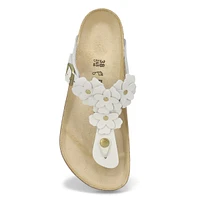 Womens Gizeh Flowers Thong Sandal - White