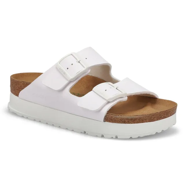 Womens Arizona Birko-Flor 2 Strap Vegan Platform Narrow Sandal - White