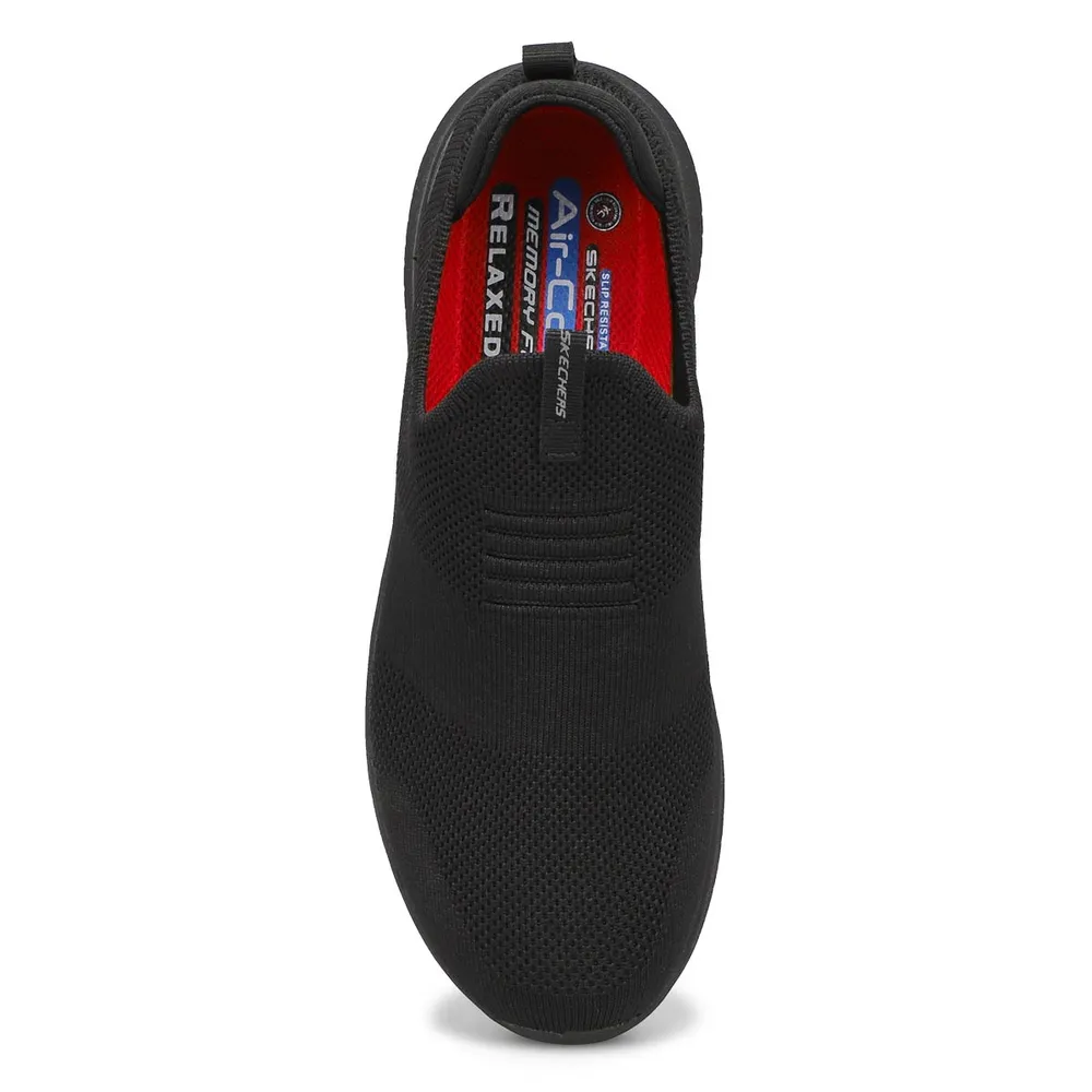 Womens Ultra Flex Slip Resistant Sneaker - Black
