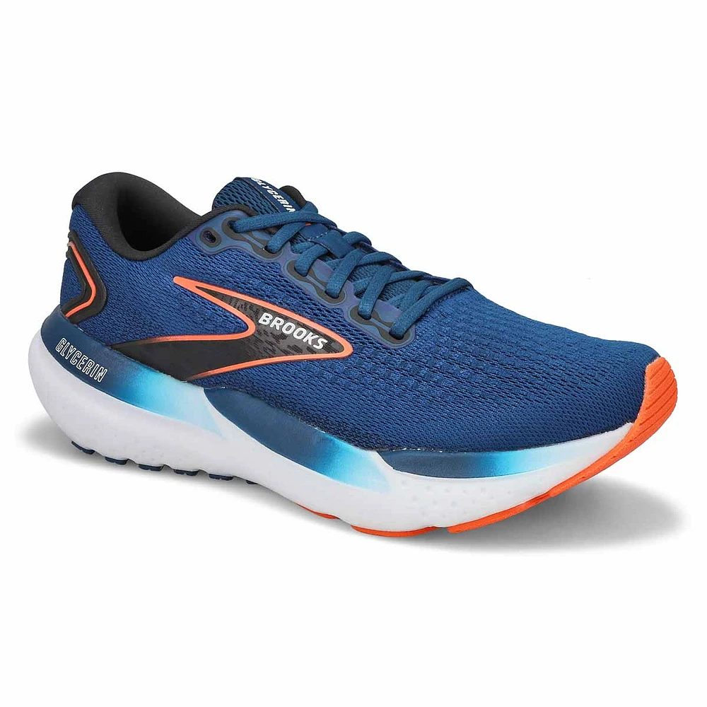 Mens Glycerin 21 Lace Up Performance Sneaker - Blue/Orange