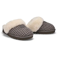 Womens Cozy Slip On Slipper -Charcoal